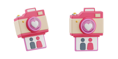 3D Camera Icon with Couple Photo Print