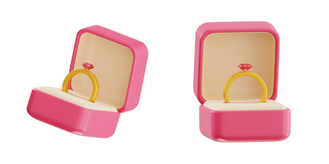 3D Engagement Ring Icon in Pink Box