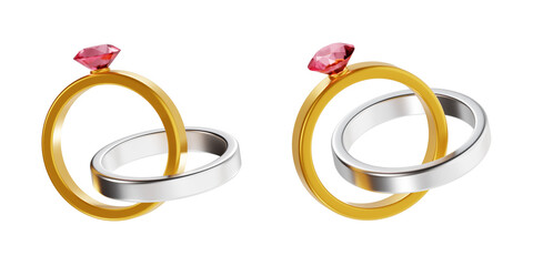 3D Interlocked Wedding Rings Icon