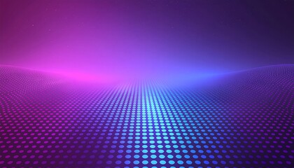 Vibrant Futuristic Digital Background with Glowing Neon Dots Creating an Abstract Light Pathway, Perfect for Technology, Party, or Presentation Designs with a Dynamic Stage Effect