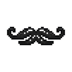Obraz premium Pixel art black moustache object graphic design
