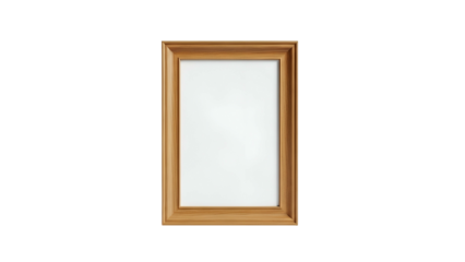 Wooden Frame Picture Frame with White Mat on Transparent Background