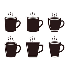 Obraz premium Hot chocolate mug with steam icon silhouette vector