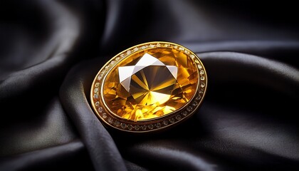 golden yellow gemstone luxurious oval jewel on black velvet