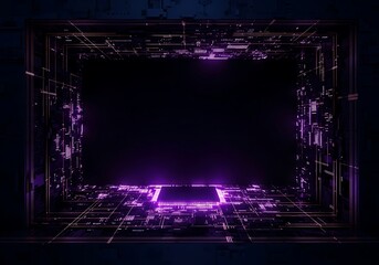 Glow Technology Tunnel with Circuits and Digital Light Display Scene