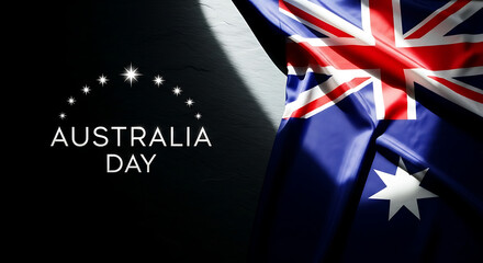 Australia day illustration of australia day text with australian flag and star emblem