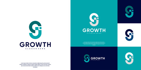 Accounting logo with letter concept, progress, financial business consulting, vector graphic template.