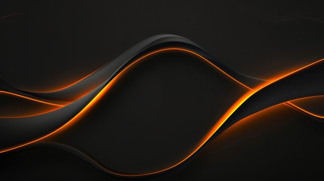 Elegant abstract background with flowing dark waves and glowing orange light. Modern luxury design with fluid lines and texture. Technology and futuristic concept - Powered by Adobe
