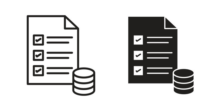 Budget planning icon illustration, thin line vector, web design sign,
