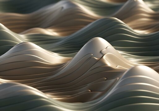 Smooth layered waves graphic, fluid, abstract, beige and grey background
