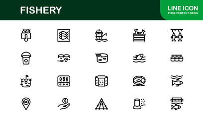 Fishery Bold Icon Set. Professional and Sleek icons for marine farming, fishing, and seafood trade
