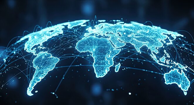 Global Digital Network Connecting Continents and Cities