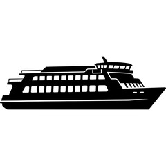 Sleek modern ferry boat silhouette ready for maritime transport adventures