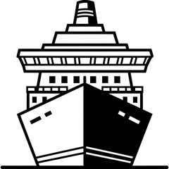 Bold cruise ship front view illustration for travel and transport themes