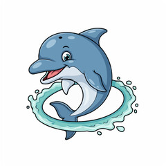 Dolphin Spinning Mid Air Splash © VectorsId777