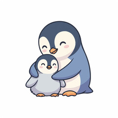 Penguin Hugging Chick Warmly