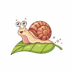 Snail Sliding on Leaf with Smile