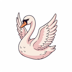 Swan Spreading Wings Gracefully