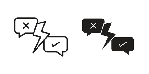 Conflict icon illustration, thin line vector, web design sign,