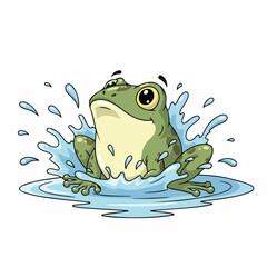 Frog Splashing in Pond with Joy