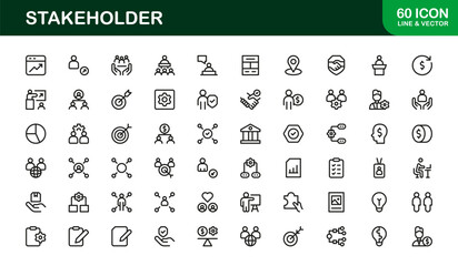Stakeholder Flat Icon Set. Modern and Professional icons for management, collaboration, and business

