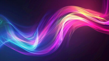 Abstract background with vibrant flowing waves of light. Colorful futuristic motion graphic with neon energy streams for a technology concept
