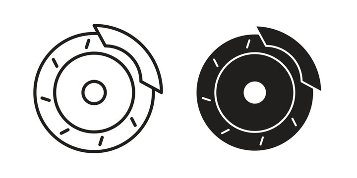 Disk brake icon illustration, thin line vector, web design sign,