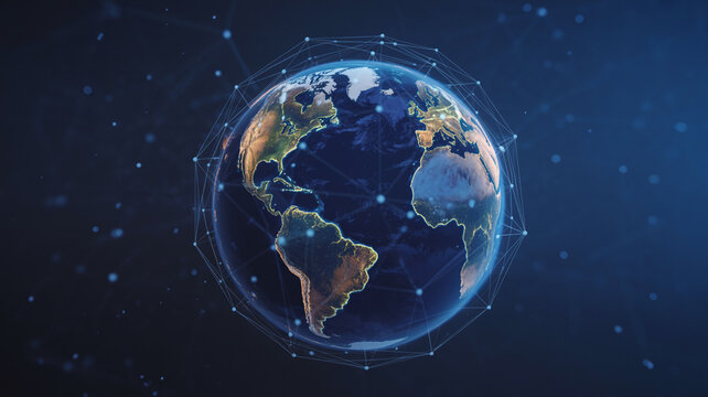 Digital earth with global network connections and stars