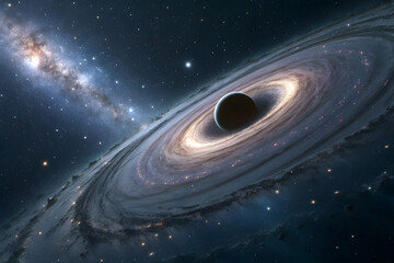 Realistic black hole with lensing halo and warped stars