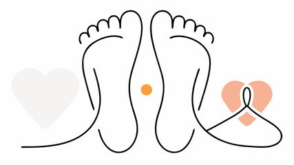 Barefoot wellness journey with heart and balance, a path to self love and mindful living, promote holistic health and inner peace with this minimal art