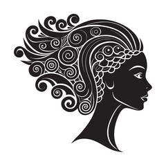 Woman Silhouette With Abstract Hair Design Art