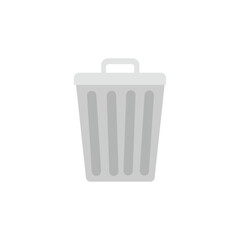 Minimalist gray trash bin icon on a white background. Simple waste container illustration representing delete, remove, recycle, or garbage concept for digital and environmental design use.