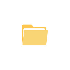 Simple yellow folder icon on a white background. Minimalist document storage symbol representing organization, file management, or digital data concept for business and technology designs.