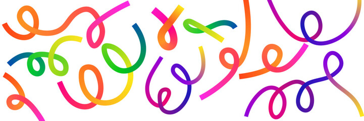 Festive Colorful Streamers and Confetti for Celebrations and Parties Banner