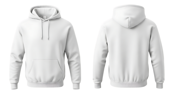 Blank white hoodie mockup template, front and back view design