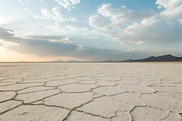 Vast polygon-cracked desert under pale sky