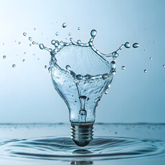Water splash forming a lightbulb silhouette