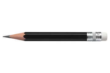 Naklejka premium Sharp black pencil with eraser isolated on transparent background