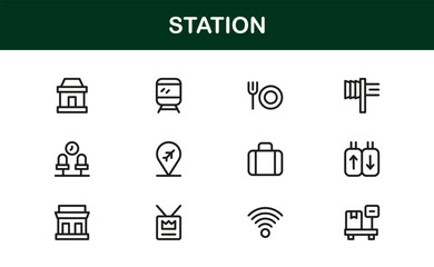 Sleek Station Icon Bundle visualizing Metro Apps, Railway Tools, Bus Dashboards, and Travel Trackers
