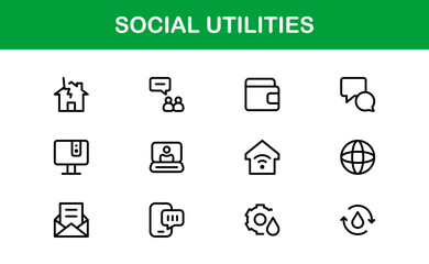Professional Social Utilities and Community Services Icon Library exploring Civic Dashboards, Community Apps, and Public Tools
