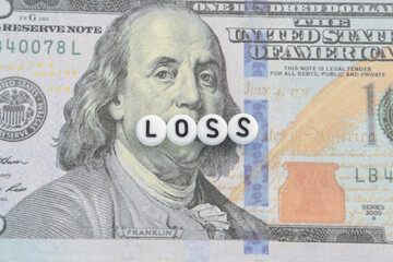Dollar banknote with text Loss