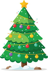 Christmas Tree Vector T-Shirt Designs, Cute and Artistic Christmas Tree Illustrations for T-Shirts, Decorated Christmas Tree Vector Bundle for Holiday T-Shirts