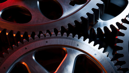 Macro Shot Interlocking Chrome Gears Technology Background