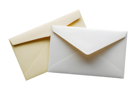 Two envelopes isolated on transparent background