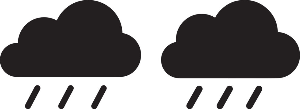 Two dark clouds raining silhouette
