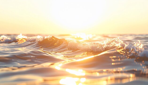 Golden sunlight reflecting on ocean waves creating a calming and serene seaside view