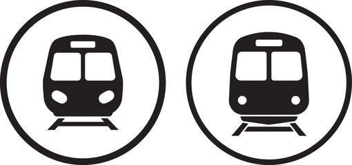 Two train icons silhouette