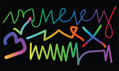 bright, neon squiggle shapes with smooth curves and loops. vivid colors transition through seamless