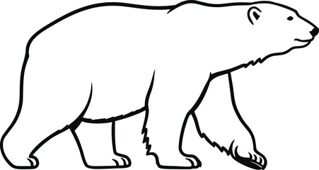 Polar bear outline walking vector illustration, arctic wildlife drawing, minimal black and white animal design, endangered species concept, nature conservation artwork © MstBeauti