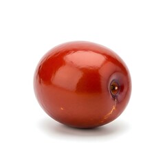 Single ripe red jujube fruit isolated on white background